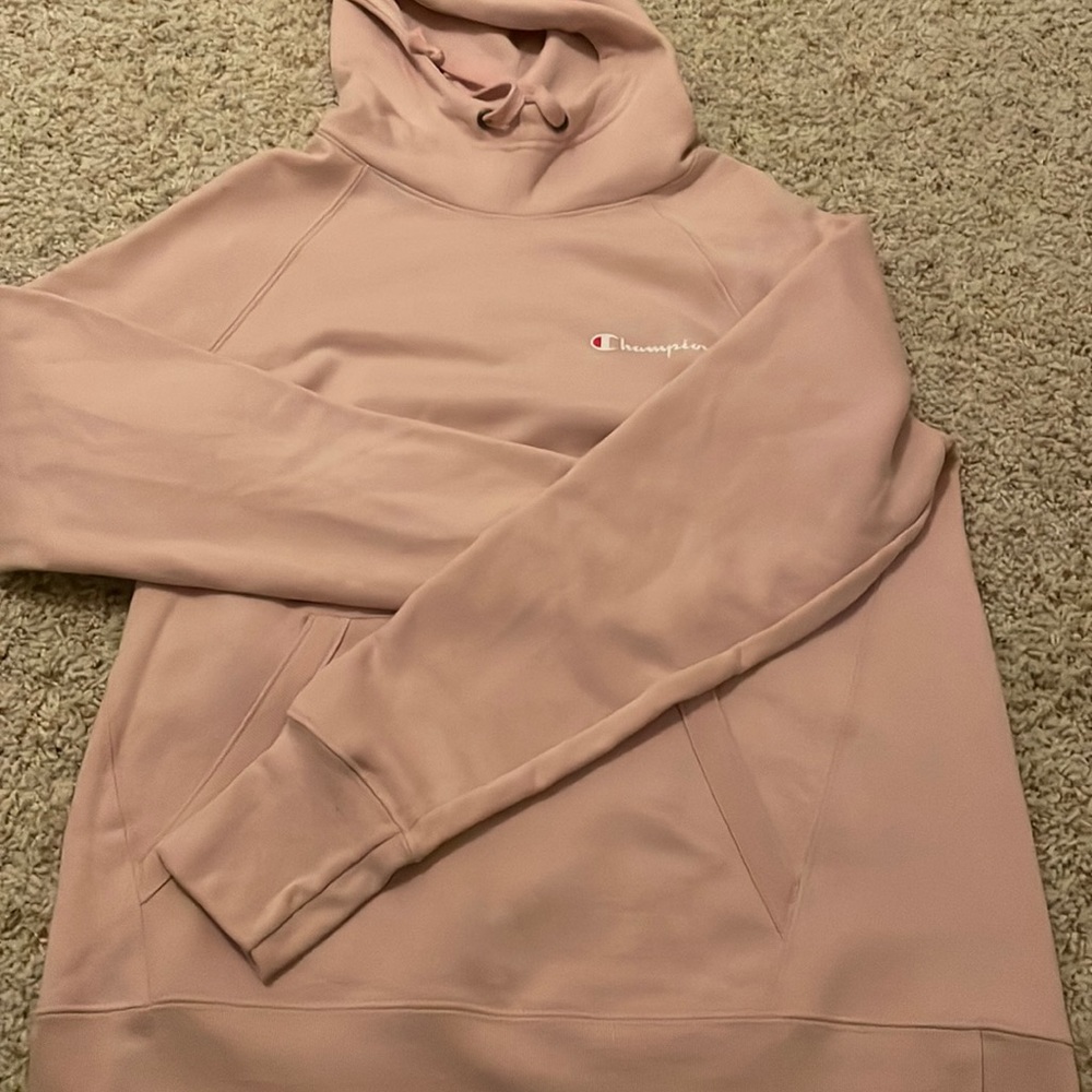 never worn, perfect condition, brand is champion pink hoodie